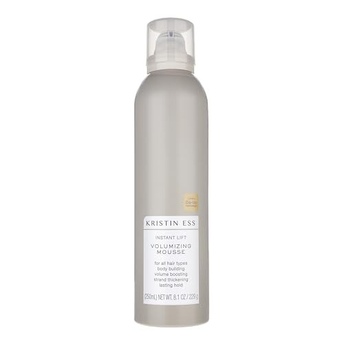 Kristin Ess Hair Instant Lift Volumizing Mousse With Castor Oil Boosts Volume plus Thickens Body Building Lasting Hold Non Sticky For Curly Wavy plus Straight Hair 8.1 Oz