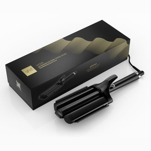Ghd Wave Triple Barrel Hair Waver 1.3 Barrel Blacktriple Barrel For Effortless Beach Waves Styling Plates 365 F Temperature Control Fast Heatup Heavy Home Use
