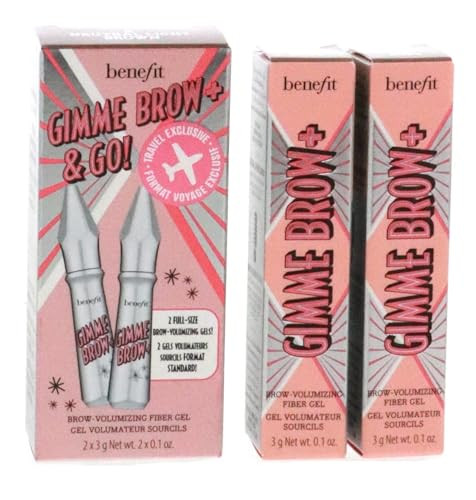 Benefit Gimme Browplus And Go Duo Browvolumizing Fiber Gel 3 Neutral Light Brown 2x 0.1 Ounce