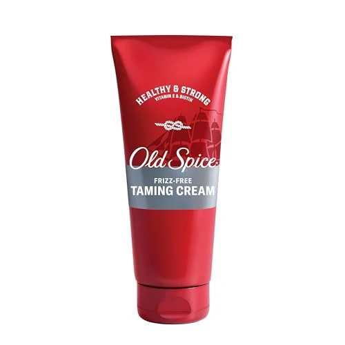 Old Spice Mens Hair Cream Frizzfree Taming Cream Healthy And Strong With Vitamin E And Biotin Low Hold 6.0 Fl Oz