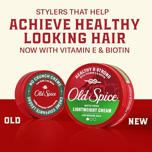 Old Spice Mens Hair Cream Lightweight Cream Healthy And Strong With Vitamin E And Biotin Mens Hair Styling Lowmedium Hold Matte Finish 2.22 Oz