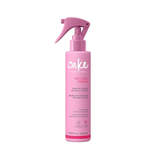 Cake Beauty The Curl Friend Smooth Talkin Blowout Magic blowout Spray Smoothing Sleek 450F Heat Protectant Hydrated Touchable Brushable Feel Vegan Sulfate 200Ml 6.8 Fl Oz