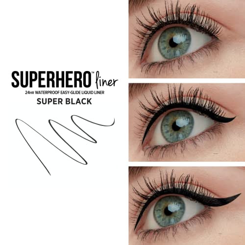 It Cosmetics Superhero Waterproof Black Liquid Eyeliner Pen24Hr Waterproof Eye Liner Smudgeresistant Faderesistant Felt Brush Hair Tip Lashenhancing Peptides Collagen plus Biotin