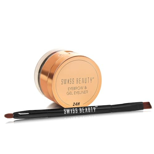 Swiss Beauty Waterproof Eyebrow And Gel Eyeliner 2 In 1 With Brushsmudge Proof Gel Eyeliner And Eyebrow Definer Pencilshade Brown 7G