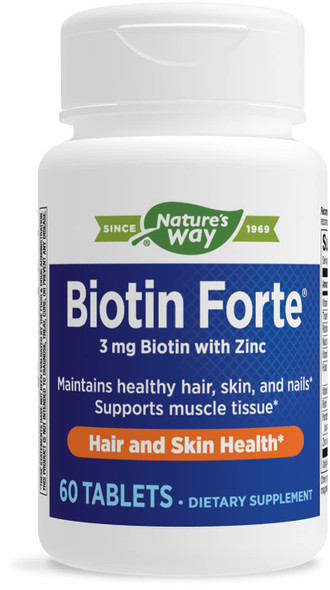 Nature's Way Biotin Forte 3mg with Zinc, 60 Count (Pack of 1)
