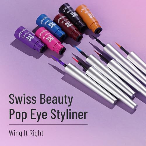 Swiss Beauty Pop Eyelinerwaterproof And Long Lasting Liquid Eyelinersmudge Proof Eye Makeup Quick Drying Shade Sunrise 3 Ml