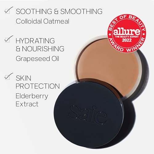 Saie Sun Melt Duo The Big Brush Soft Multiuse Liquid plus Cream Makeup Brush With Synthetic Bristles Bundled With Sun Melt Bronzer In Light Bronze Buildable Cream Contour Velvet Finish 1 Oz