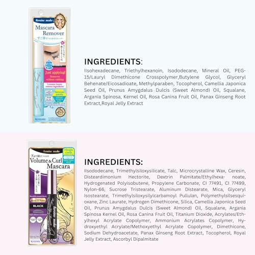 Heroine Make By Kissme Volume And Curl Mascara plus Eye Makeup Removerwaterproof Mascara And Gentle Makeup Remover Liquidvolumizing Black Mascara With Easy Removalmade In Japan
