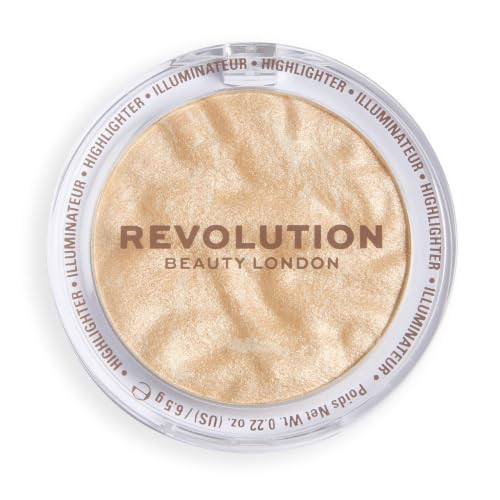 Revolution Beauty London Revolution Reloaded Highlighter Raise The Barnew Talcfree Formula Longlasting Highly Pigmented Glowy Finish Vegan And Crueltyfree 0.22 Oz