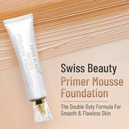 Swiss Beauty Primer Mousse Foundation Weightless Smooth And Velvet Touch Face Makeup White 30Ml