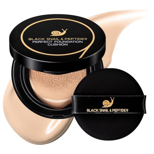 Farmstay Black Snail And Peptide 9 Perfect Cushion Foundationfull Coverage Lightweight Skinfit Smooth Radiant Finish Korean Cushion Foundation 23 Natural Beige 0.53 Fl Oz