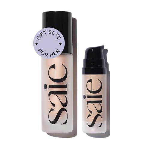 Saie Glowy Super Gel Lightweight Illuminator Starglow Duo Luminizer For Glowing Skin Wear Alone Or Under Makeup Includes Full plus Mini 1 Fl Oz 0.5 Fl Oz