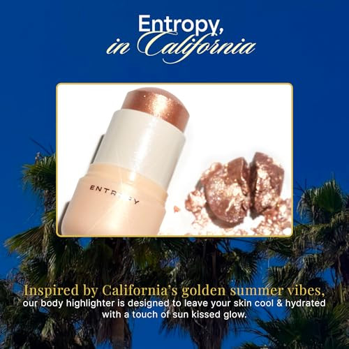 Entropy Make Up Entropy Makeup Cool Stick Body Highlighter Golden Hour 70% Waterrich Skincare Formula Jelly Gel Texture Crystal Silver And Gold Pearl Glow Lightweight Cooling Hydration Compact Precise Application