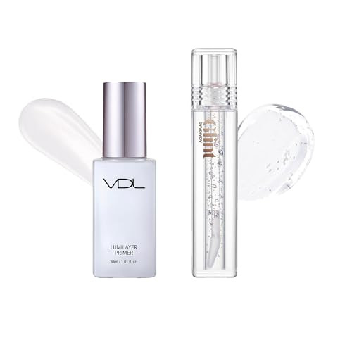 Vdl Lumilayer Primer Glowy Finish And Glint Liquid Gel Highlighter Glosser Illuminating Pearl Makeup Base For Glowing Skin. Multiuse Face And Body Gloss For Smooth Glow Longlast 1.01Fl Oz 0.1Oz
