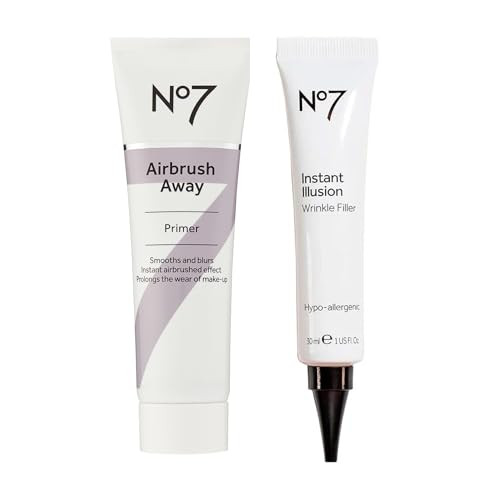 No7 Smooth And Blur Perfecting Duo Airbrush Away Face Primer And Instant Illusion Wrinkle Filler Bundle Fine Line Smoothing And Seamless Makeup Application