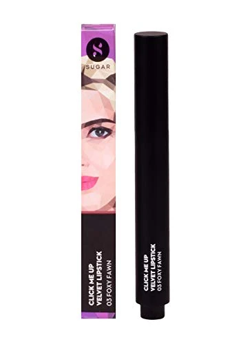 Sugar Cosmetics Click Me Up Velvet Lipstick 03 Foxy Fawn Burnt Red Brown Nude Rusty Nude 2 G