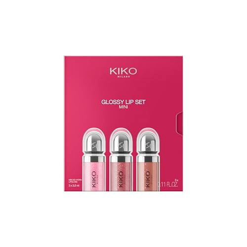 Kiko Milano Glossy Lip Set Mini Lip Kit 3 Mini Hydrating Lip Glosses With 3D Volume Effect