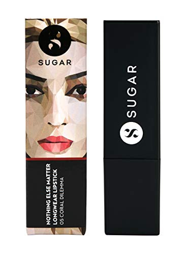 Sugar Cosmetics Nothing Else Matter Longwear Lipstick 05 Coral Dilemma Bright Orange Red