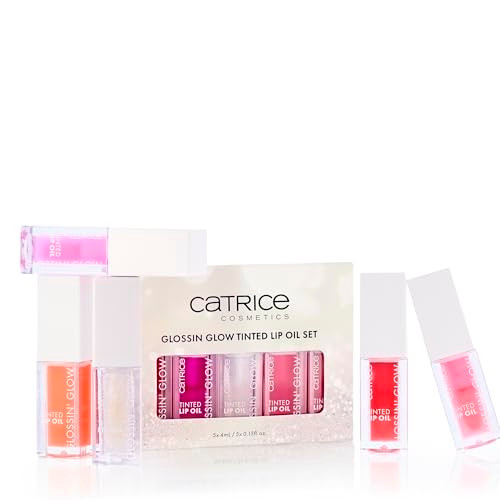 Catrice Cosmetics Catrice Glossin Glow Tinted Lip Oil Set Multiple Shades Nonsticky Hydrating Glossy Formula Cherry And Pomegranate Oil Custom Tint For Women Vegan And Cruelty 0.12 Fl Oz Pack Of 5