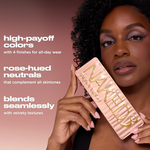 Urban Decay Naked3 Eyeshadow Palette 12 Rosy Soft Pink Neutral Shadowseveryday plus Soft Glam Eyeshadow Palette Includes Vegan Eyeshadow Brush Mauve Brown plus Nude Eye Shadows Vegan Crueltyfree