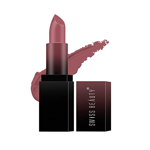 Swiss Beauty Hd Matte Pigmented Smudge Proof Lipstickcreamy Matte Long Stay Lipstickmauve Blush 3.4G