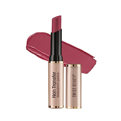 Swiss Beauty Nontransfer Waterproof Lipstick With Jojoba Seed Oilmatte Finishlonglastinghighly Pigmentedshade Roseate 3Gm