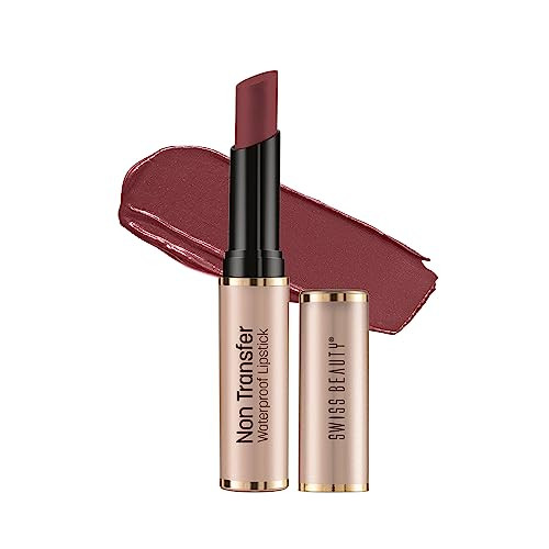 Swiss Beauty Nontransfer Waterproof Lipstick With Jojoba Seed Oilmatte Finishlonglastinghighly Pigmentedshade Mauve Taupe 3Gm