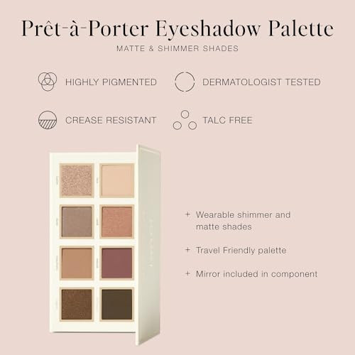 Jouer Pr T Porter Eyeshadow Palette 8 Matte And Shimmer Shades Travelfriendly With Talcfree Vegan Formula 0.57Oz