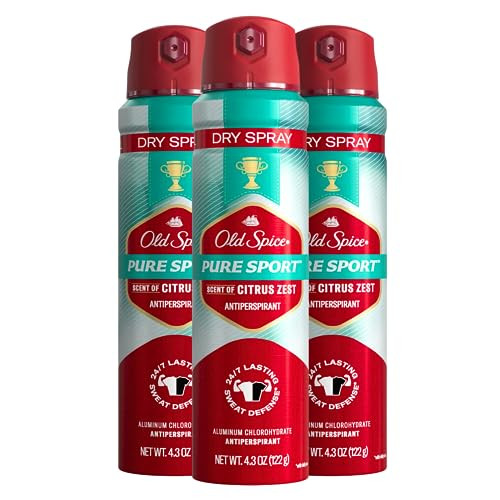 Old Spice Mens Antiperspirant And Deodorant Invisible Dry Spray Pure Sport Plus 24 7 Odor Protection 4.3Oz Pack Of 3