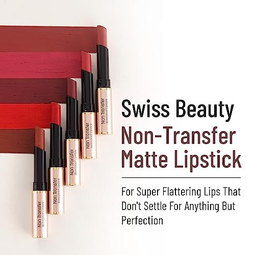 Swiss Beauty Nontransfer Waterproof Lipstick With Jojoba Seed Oilmatte Finishlonglastinghighly Pigmentedshade Fuchsia Pink 3Gm