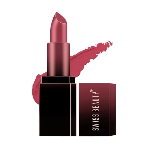 Swiss Beauty Hd Matte Pigmented Smudge Proof Lipstickcreamy Matte Long Stay Lipstickchic Pink 3.4G