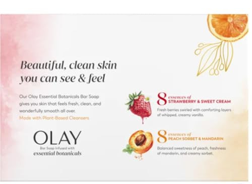 Olay Botanical Bliss Bar Soap Eachinfused With Strawberry And Sweet Cream Peach Sorbet And Mandarin 3.75 Oz 16 Pack