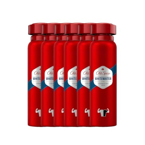 Old Spice Whitewater Deodorant Body Spray For Men 48Hour Odor Protection Crisp Aquatic And Wood Fresh Scent Antiwhite Marks And Antiyellow Stain Formula 150 Ml Pack Of 6