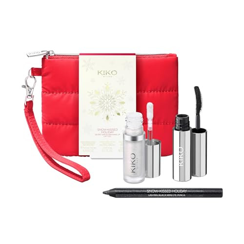 Kiko Milano Snowkissed Holiday Secret Santa Mini Make Up Set Makeup Set Volumising Mascara Eye Pencil And Liquid Highlighter In Miniature Form