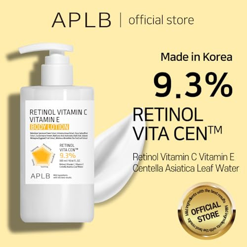 Aplb Retinol Vitamin C Vitamin E Body Lotionretinol Vita Cen 9.3% Korean Skincare Long Lasting Hydration Wrinkle Care Revitalize For Gentle And Improve Skin Texture 10.14 Fl.Oz