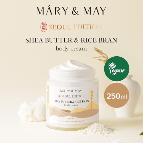 MaryandMay Maryandmay 20% Shea Butter And Rice Bran Body Cream 8.45 Ozkorean Fragrancefree Vegan Body Cream With 20% Shea Butter Rice Bran And Ceramide Np For Dry Rough Skin Nongreasy Velvet
