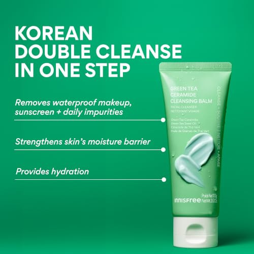 Innisfree Green Tea Ceramide Cleansing Balm For Korean Double Cleansemelts Away Waterproof Makeup Sunscreen And Daily Impuritieshydrates And Strengthens Moisture Barriermess Tube