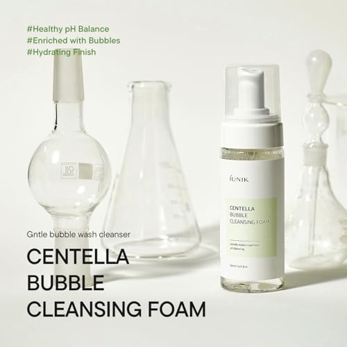Iunik Centella Bubble Foaming Vegan Facial Cleanser 69% Centella Asiatica Extract Soothing Moisturizing Exfoliating Removes Pore Blackheads Whiteheads centella Asiatica 5.07 Fl Oz