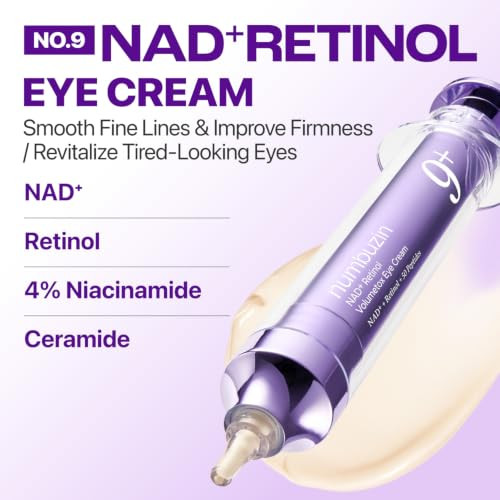 Numbuzin No.9 Nadplus Retinol Eye Cream For Dark Circles Puffiness Crows Feet With 50 Peptides 4% Niacinamide And Ceramide Reduces Wrinkles And Fine Lines Korean Eye Cream 0.33 Fl Oz