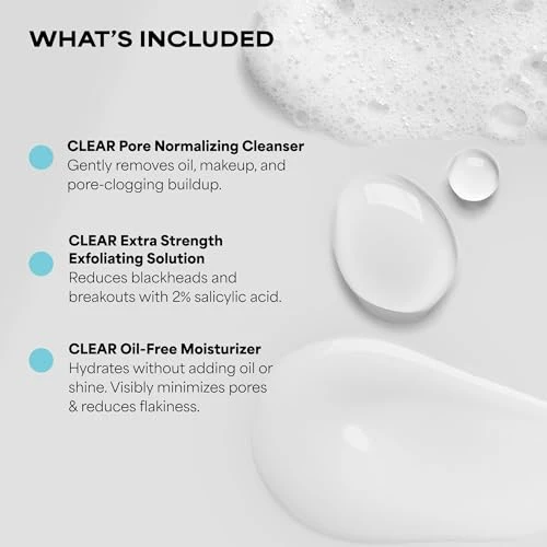 PaulaS Choice Paulas Choice Clear 3Piece Acne Kit Includes Cleanser 2% Salicylic Acid Exfoliant And Moisturizer Prevents And Treats Mild To Severe Acne And Breakouts Extra Strength Fragrance Full