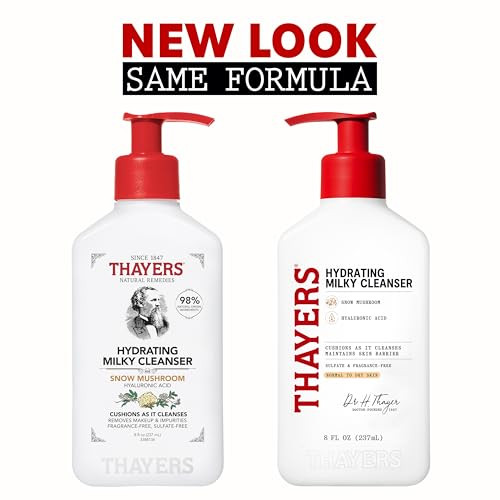 Thayers Milky Hydrating Face Cleanser With Snow Mushroom And Hyaluronic Acid Dermatologist Recommended Gentle Facial Wash And Hydrating Skincare For Dry And Sensitive Skin Paraben 8 Fl Oz