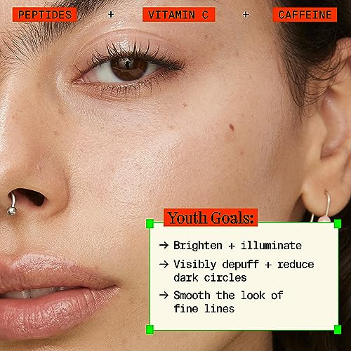 Youth To The People Peptides plus Vitamin C Eye Concentrate Vitamin C Eye Serum With Caffeine plus Antioxidants Visibly Brightens Dark Circles Reduce Undereye Puffiness Blurs Fine Lines 0.5 Fl Oz