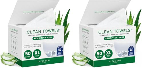 Clean Skin Club Sensitive Skin Clean Xl Ultrasoft Disposable Face Dry Wipes Infused With Aloe And Glycerin Xl 50 Count 2 Pack