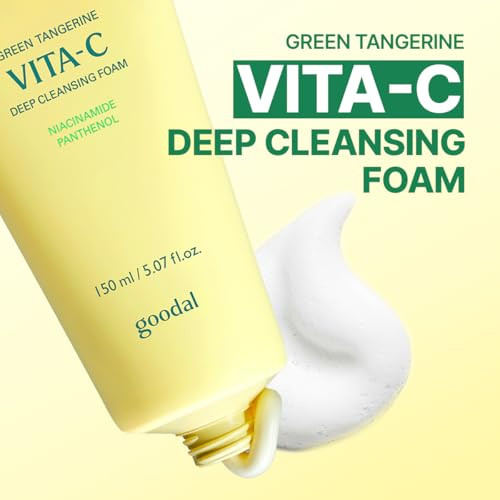 Goodal Green Tangerine Vitamin C Cleansing Foam For Sensitive Skingentle Formula For Deep Cleansing Rich Daily Foaming Face Wash Nonirritating Clarifying Moisturizing 5.07 Fl Oz