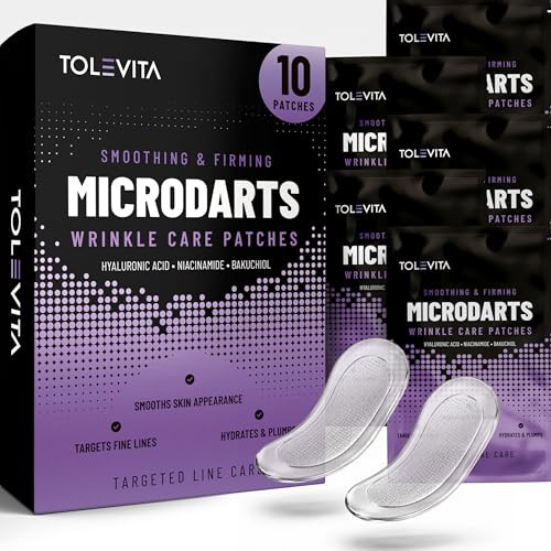 Tolevita Microdarts Wrinkle Patches Targeted Skincare Patches With Bakuchiol Hyaluronic Acid Niacinamide And Adenosine Overnight Facial Care For Fine Lines And Smoothlooking Skin 10 Pcs