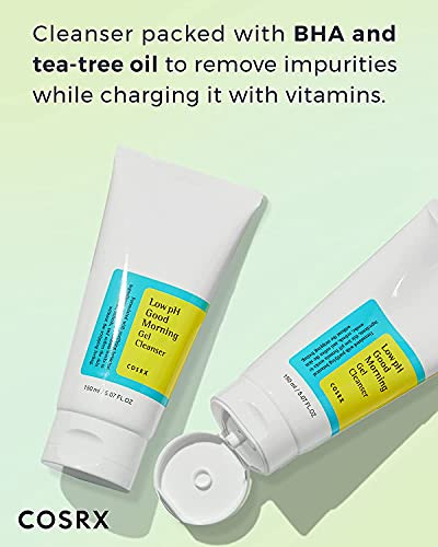 Cosrx Morning Skincare Routine Low Ph Good Morning Gel Cleanser plus Low Ph Good Night Soft Peeling Gel Cleanse And Exfoliate Sensitive Skin Pha Korean Skin Care