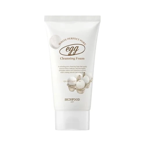 Skinfood 1957 Skinfood Egg Pore Cleansing Foam Light And Smooth Feeling Egg White Enriched Bubble Facial Foam Cleanser Pores Clogging And Blackheads Reducer For Oily And Combination Skin 150Ml 5.07 Fl.Oz.