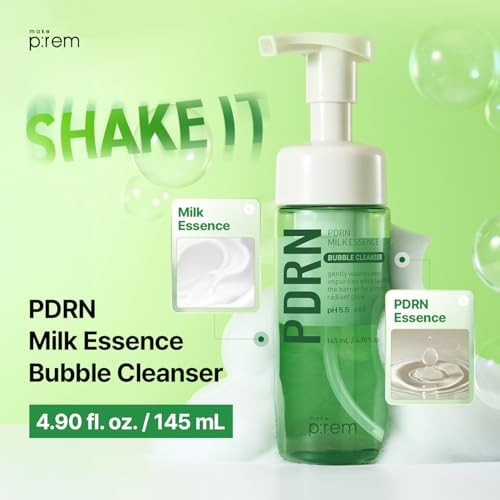 Makep:Rem Make Prem Pdrn Milk Essence Bubble Cleanser 145Mlmilk To Foam Daily Cleanser For All Skin Types Korean Face Wash 4.90 Fl.Oz.