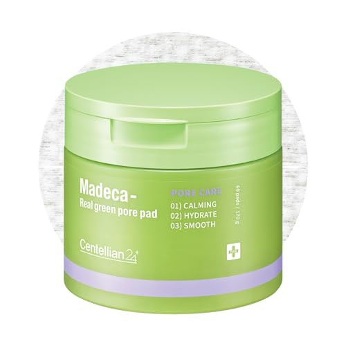 Centellian 24 Madeca Real Green Pore Pad Exfoliating Korean Toner Padsdualsided Toner Pads With Centella Asiatica Pha And Lha For Exfoliation Sebum And Pore Care 60 Count 5.74 Fl Oz