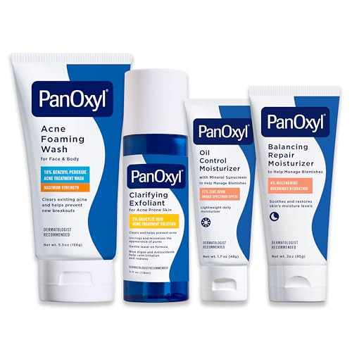 Panoxyl Complete Cleanse Manage And Moisturize Bundle Acne Foaming Wash Benzoyl Peroxide 10% Pm Balancing Repair Moisturizer Am Oil Control Moisturizer And Clarifying Exfoliant With 2% Salicylic Acid
